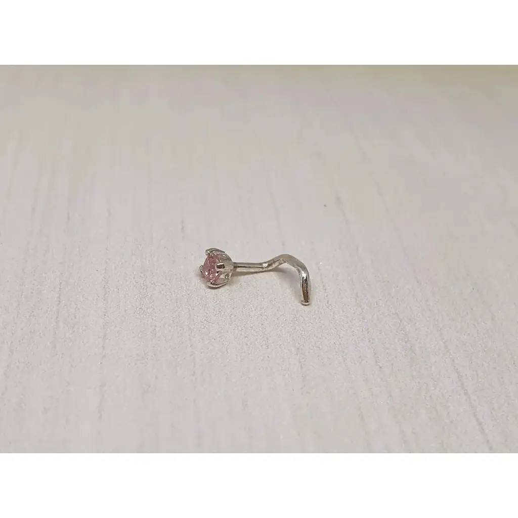 Серебряная серьга-пирсинг в нос Dear. 1017.2С Розовый (светлый) - фото 2