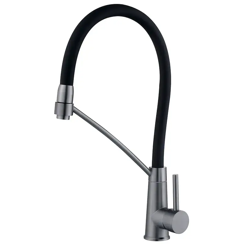 Смеситель для кухни с силиконовым изливом Zerix FUL-017 graphite refl.black ZX5995, Графит - фото 1