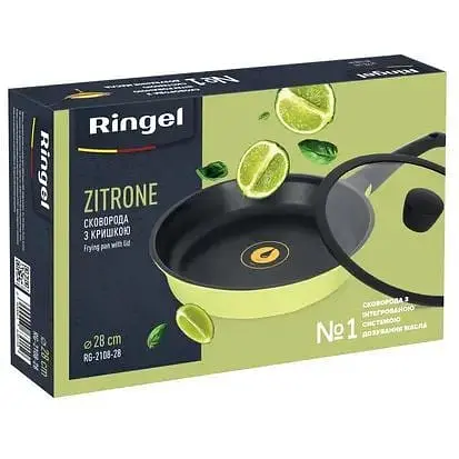 Сковорода глубокая Ringel Zitrone с крышкой 28 см желтая (6323423) - фото 3
