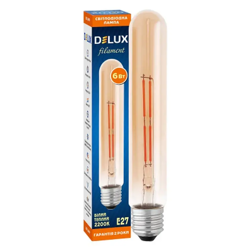 Лампочка Delux LR-39 6 Вт E27 2200K T30 amber filament (90018154) - фото 3