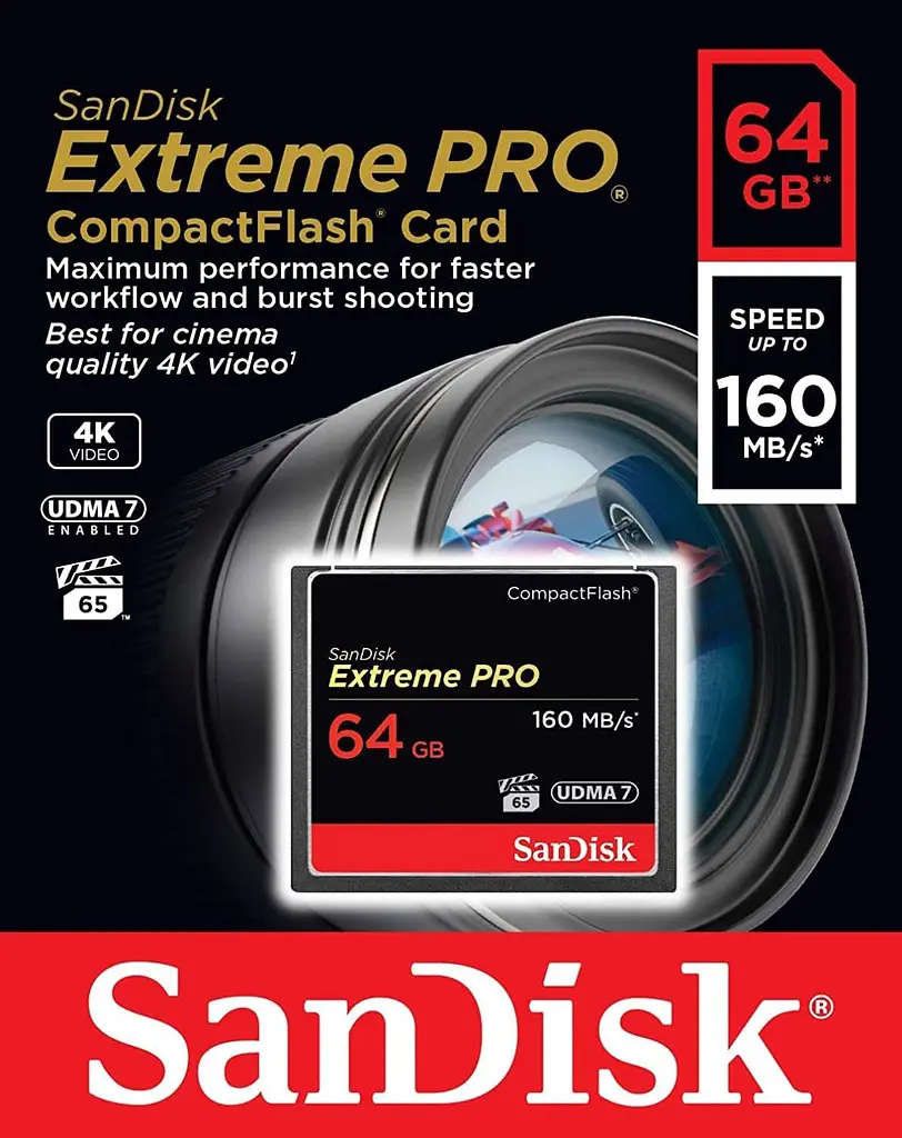 Карта памяти SanDisk CompactFlash 64GB Extreme Pro R-160MB/s [SDCFXPS-064G-X46] [100469] - фото 9