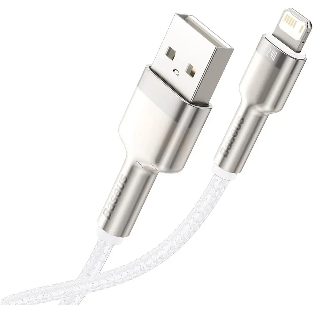Кабель Baseus Cafule Metal Lightning 2.4A (2m) white (CALJK-B02) - фото 2