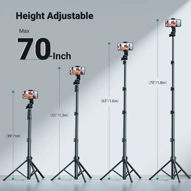 Штатив Ugreen LP680 Selfie Stick Tripod with Bluetooth Remote Black (15609) - фото 4
