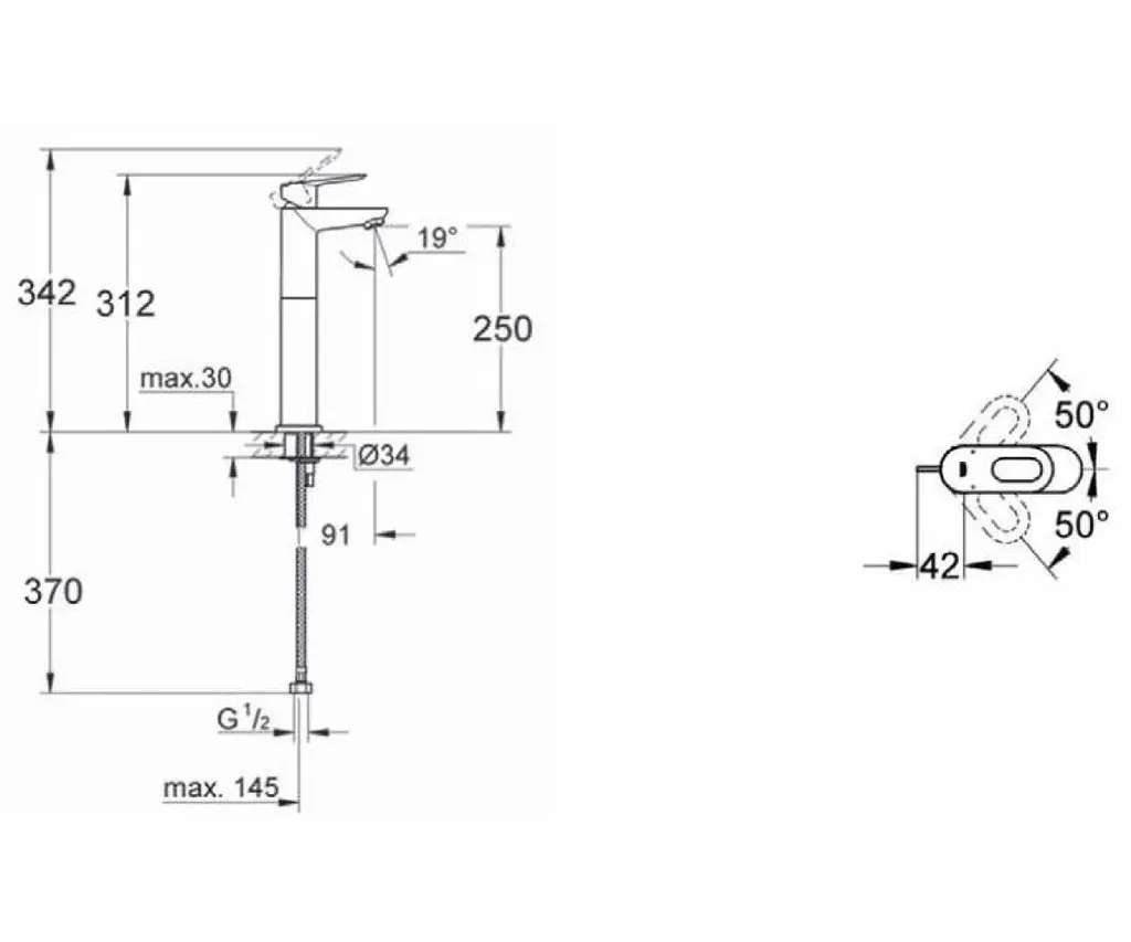 Змішувач для умивальника Grohe Bau Loop 32856000, Хром - фото 2