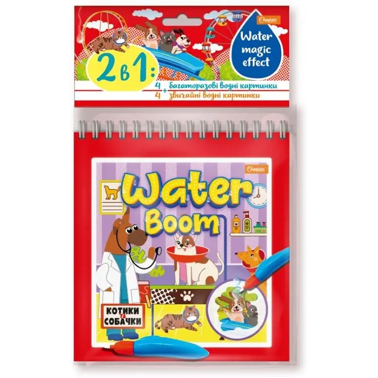 Набір для малювання водою WATER BOOM книга Котики та собачки Апельсин HT-40-06 Різнокольоровий shop (4823119603155)