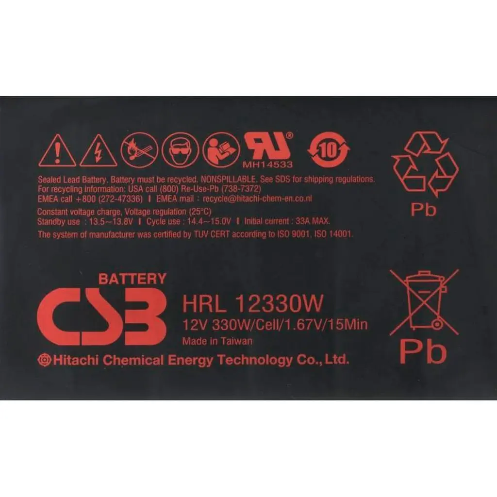 Акумулятор CSB AGM 12V (12V/100Ah/1200Wh) (HRL12330W) [112170] - фото 3