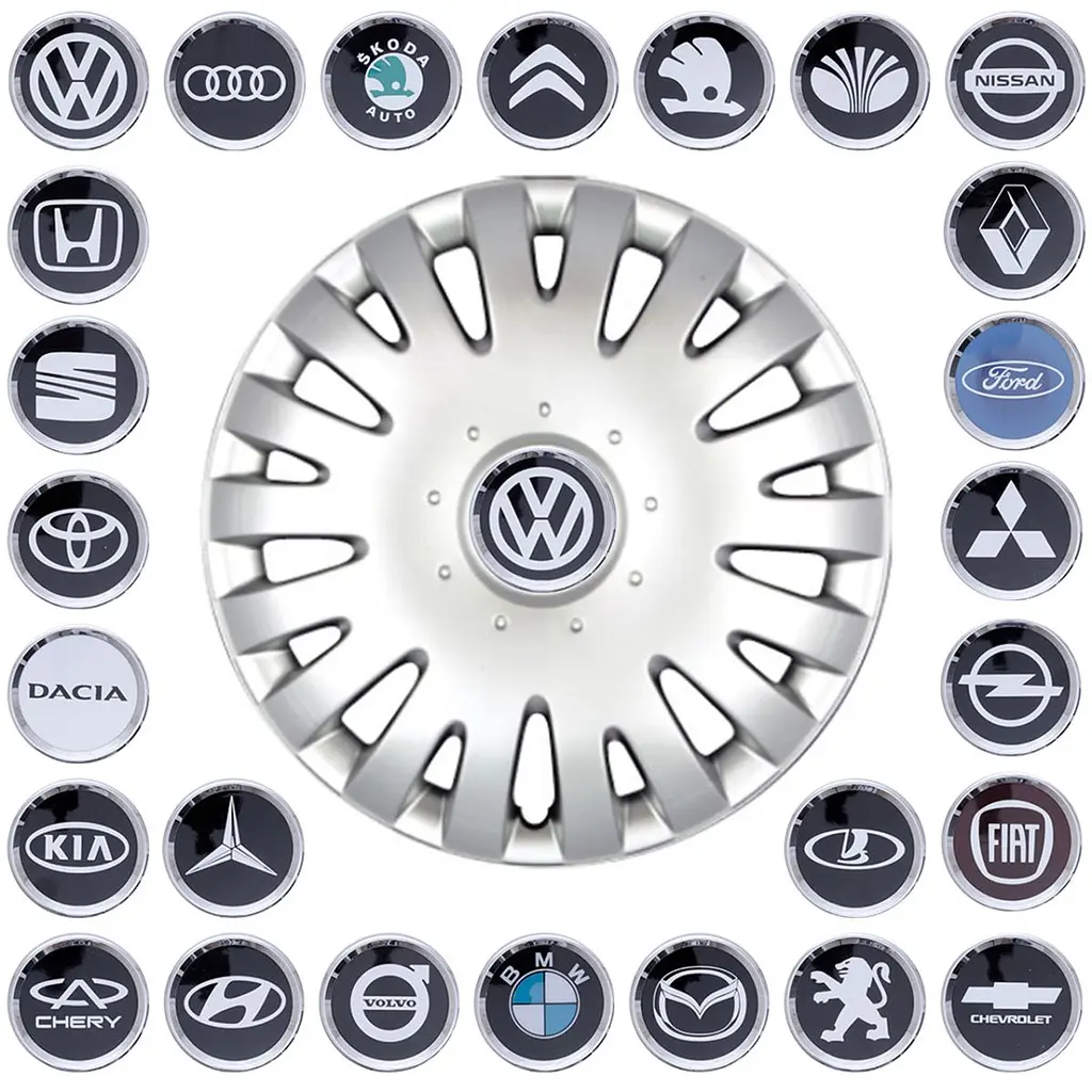 Ковпак колеса з емблемою Volkswagen SKS211 R14 сірий з логотипом на вибір 4 шт
