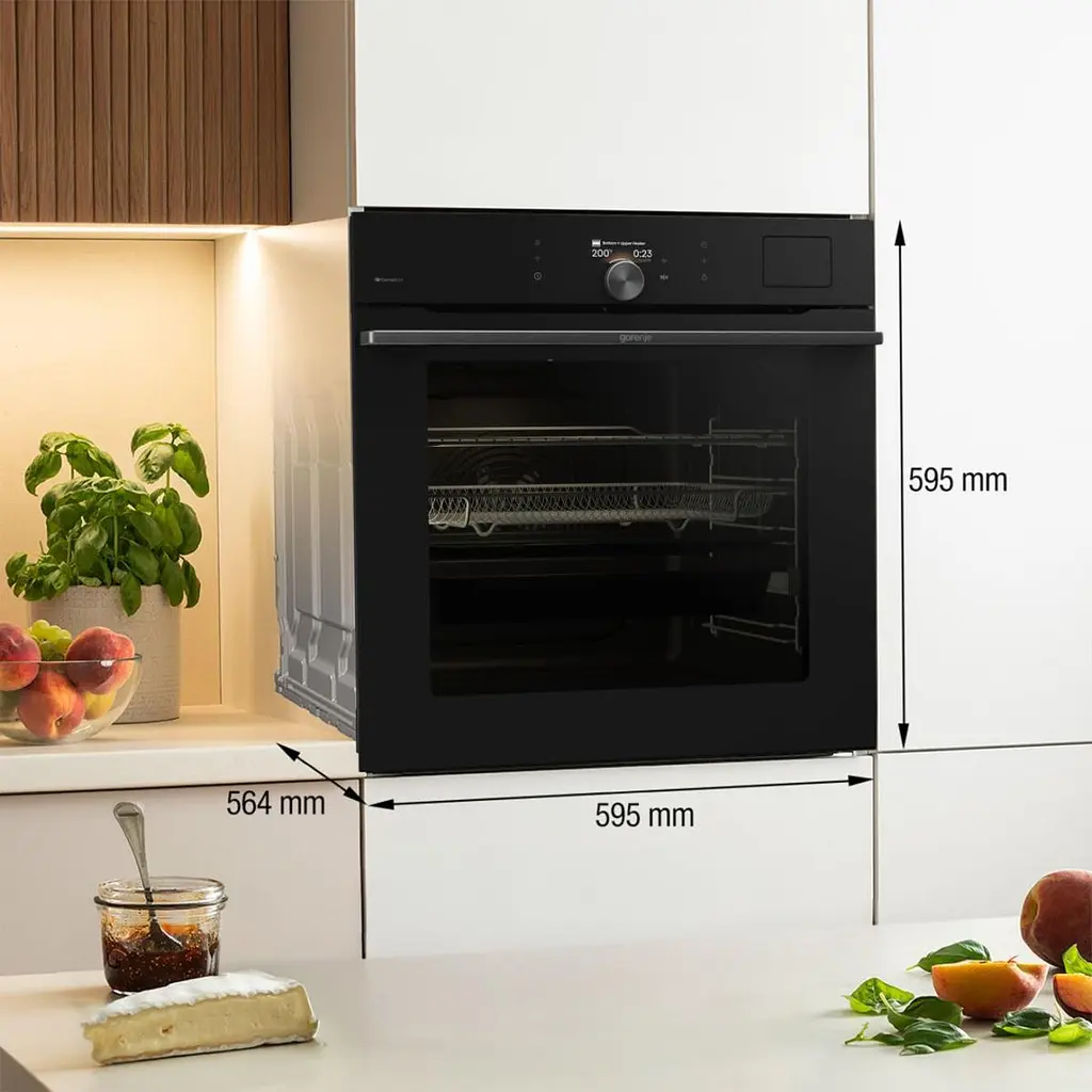 Gorenje Духовий шафа електричний, 77л, A+, пара, дисплей, піроліз, готов. на різних рівнях, чорний - фото 2