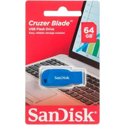 USB флеш накопичувач SanDisk 64GB Cruzer Blade Electric Blue USB 2.0 (SDCZ50C-064G-B35BE) - фото 3