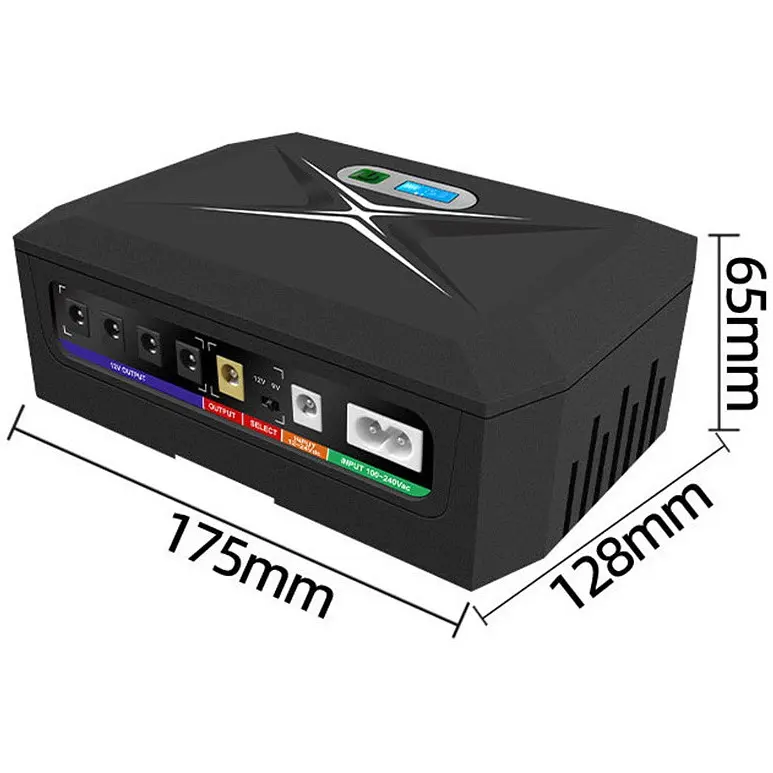 ИБП UPS DC 60W 20800mAh для роутера, терминала, камеры DC2060P/DCP60W DC5.5x2.5 мм: 4x12V(5A)/ 1x9V-12V/ 1x5V / 2xUSB/ POE LCD Black - фото 4