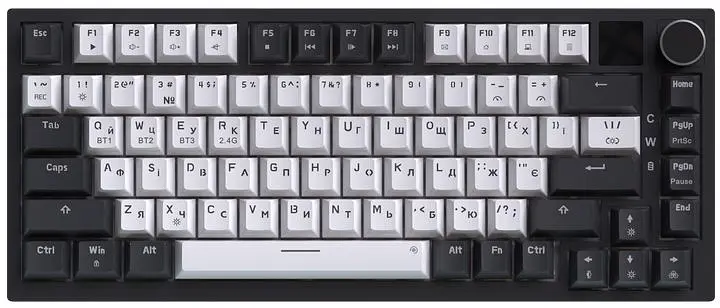 Клавіатура бездротова GamePro Asgard Valhalla Pro 75% Wireless/Bluetooth/USB White with display (MK160W-D-Pro) - фото 2