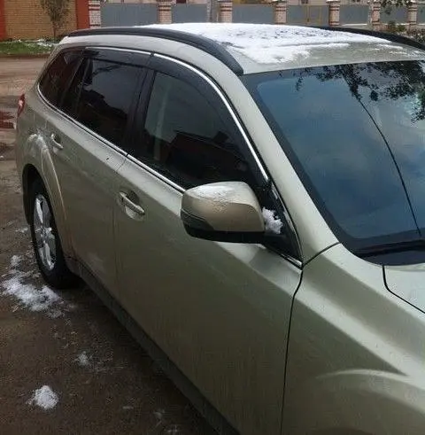 Дефлектори вікон вітровики для Subaru Outback 2009-2015 З молдингом Хром - фото 3