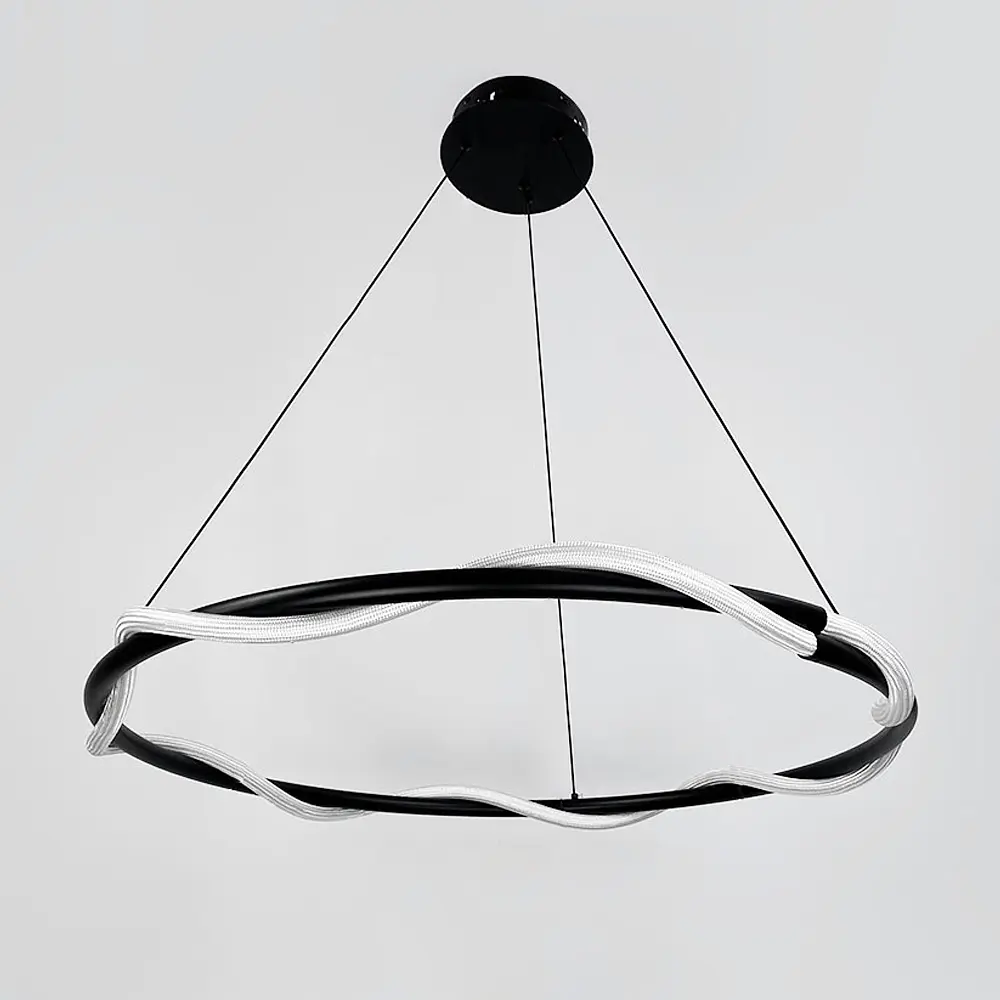 Люстра с черным кольцом и оплетенным неоном Ø 80 см | Ст. JU 25-800 BK | Line F - фото 3