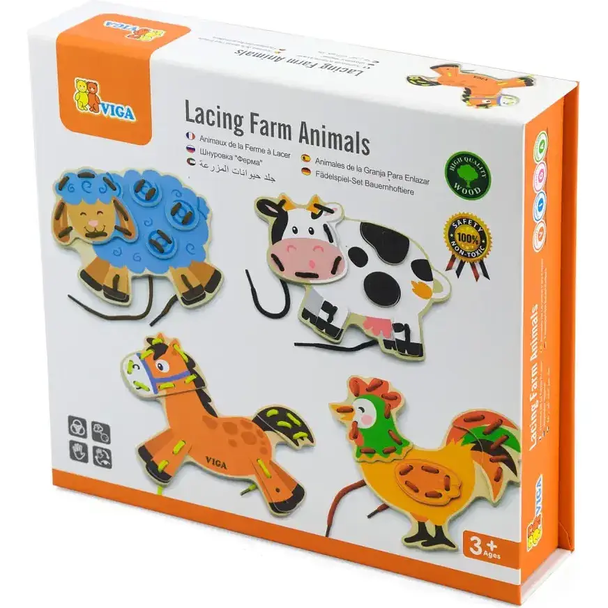 Дерев'яна шнурівка Viga Toys Фермерські звірята (51325) - фото 2