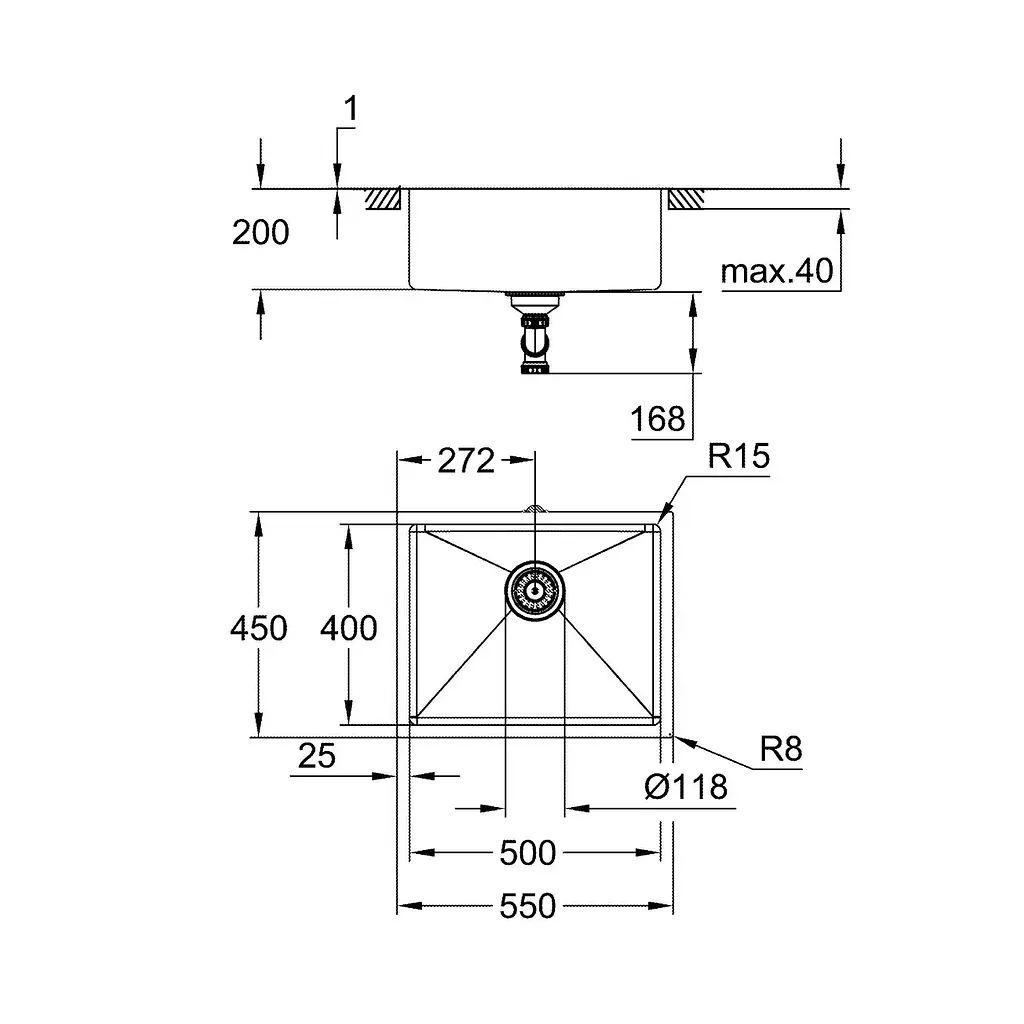 Кухонная мойка Grohe Sink K700U 31574SD1, Нержавеющая сталь - фото 2
