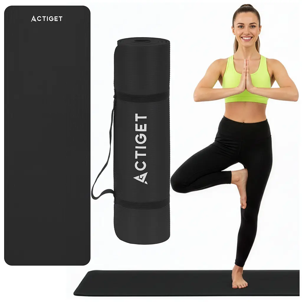 Килимок спортивний Actiget NBR 183 x 61 x 1 cм для йоги та фітнесу ACT0020 Black - фото 3