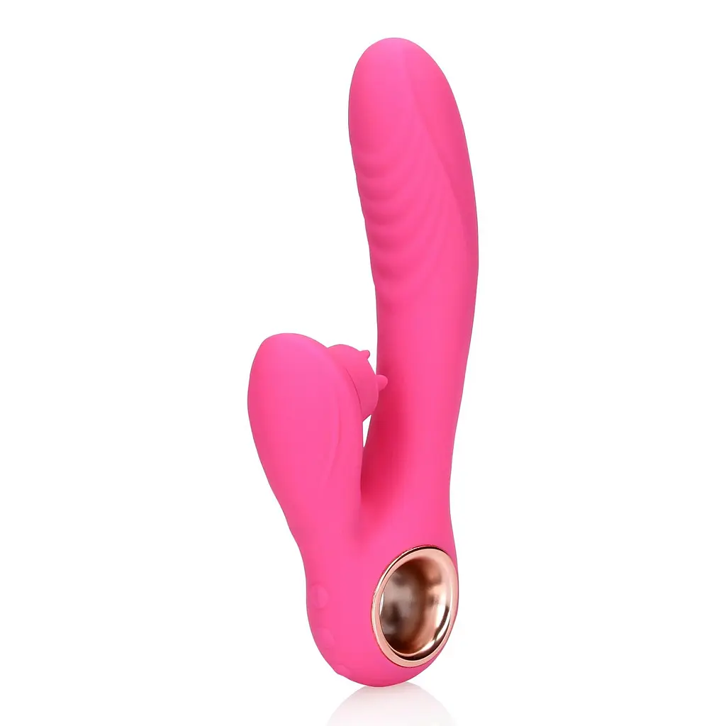 Вібратор-кролик Loveline Tongue Flickering and Heating, 21,5 см (рожевий) - фото 3