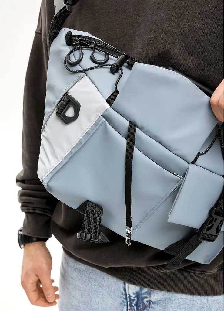 Чоловіча cумка-бананка під ноутбук Sambag Urban Pro блакитна 46 × 26 см (51411210m) - фото 5
