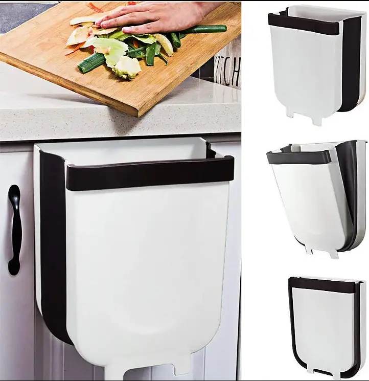 Складне відро для сміття на двері контейнер для сміття UKC Foltable Trash Bin біле - фото 3
