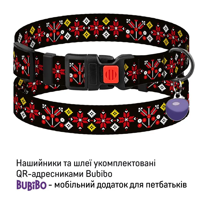 Нашийник для собак Барксі Urban патріотичний Вишиванка чорна - фото 2