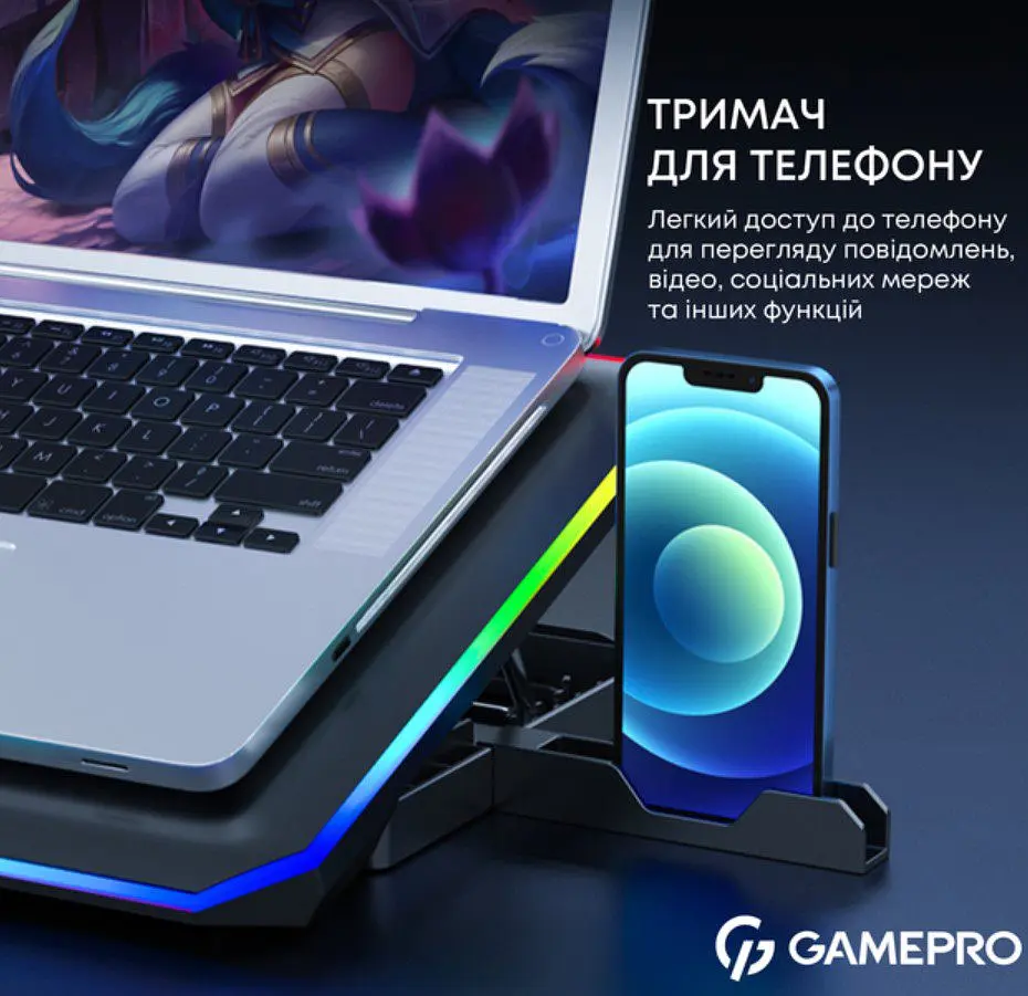 Охолоджувальна підставка для ноутбука до 15,6 дюймів GamePro GPCP-660 6xfans - фото 9
