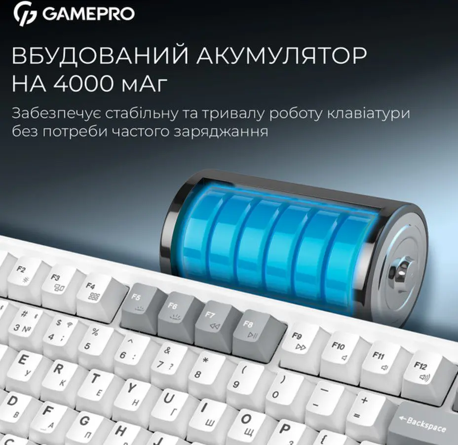 Клавіатура ігрова механічна GamePro MK-266-WH Asgard Yord Keychron Super Red Switch Bluetooth 5.2/2.4 ГГц/USB White - фото 13