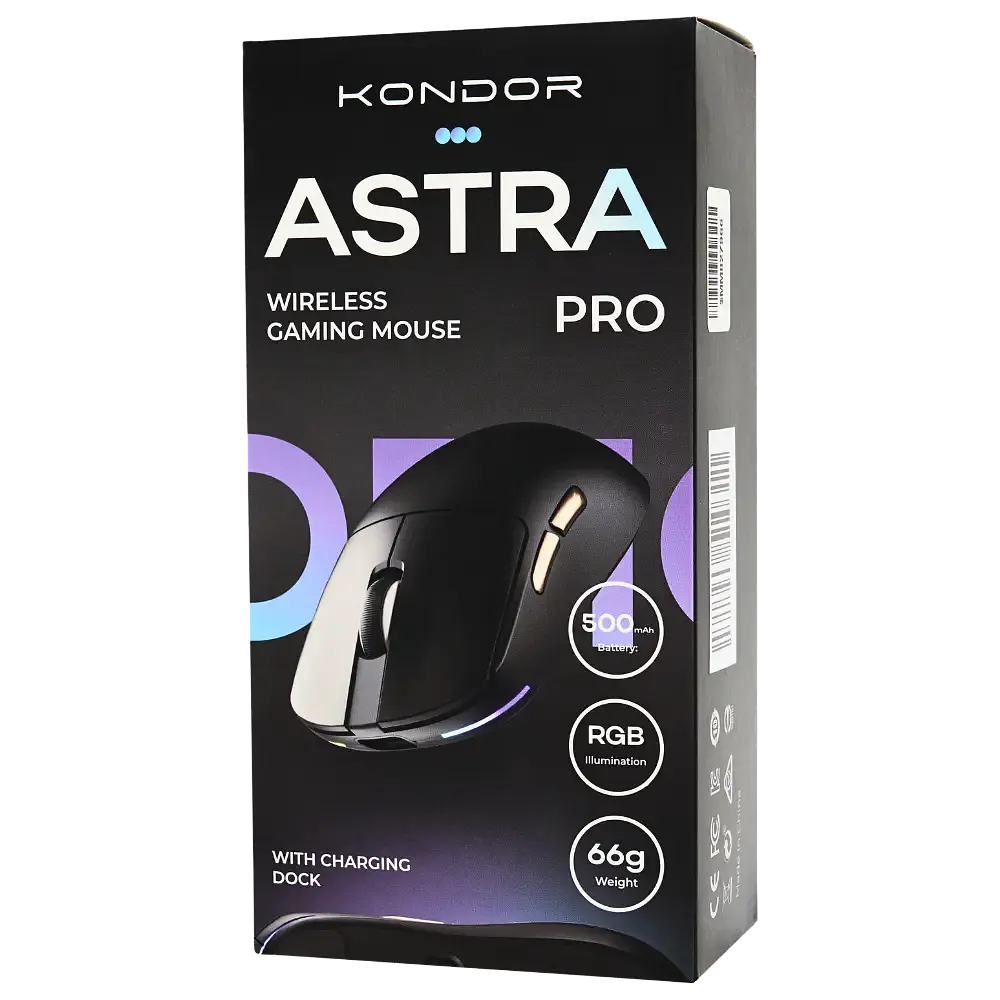 Ігрова бездротова мишка Kondor Astra PRO / Три режими підключення / 24000 DPI / Сенсор Pixart PAW3311 / Black - фото 9