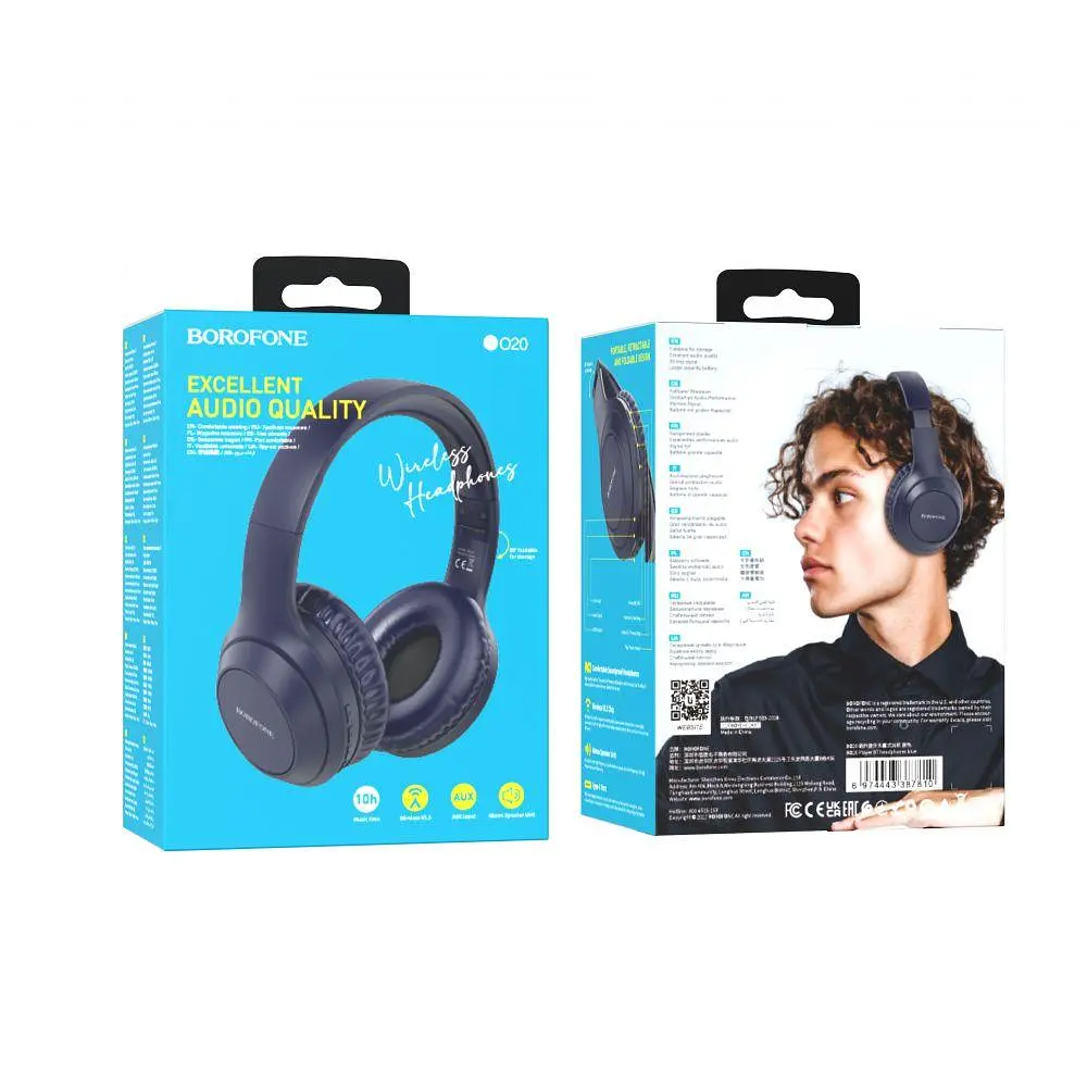 Блютуз Стерео Гарнитура Borofone BO20 Синий - фото 5