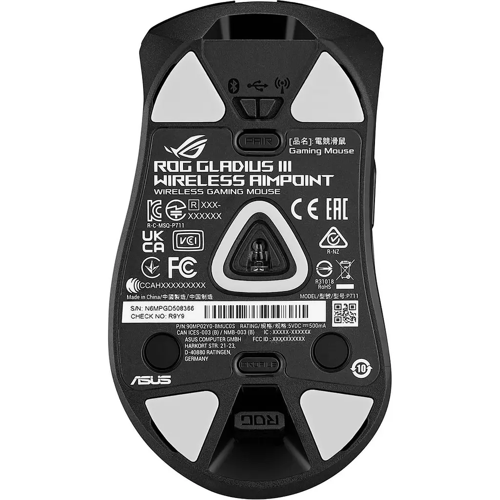 Бездротова миша ASUS ROG Gladius III AimPoint USB/WL/BT Black (90MP02Y0-BMUA01) Б/в - фото 5