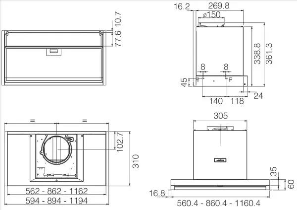 Витяжка Elica BOXIN LX/BL MAT/A/90 - фото 5
