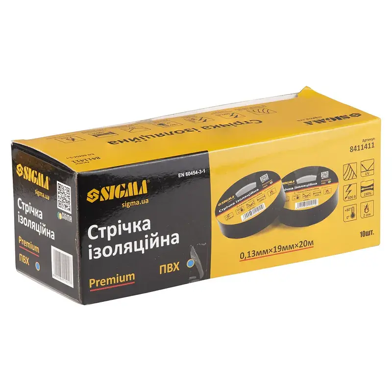 Ізоляційна стрічка Sigma ПВХ синя 0.13 мм * 19 мм * 20 м Premium (8411411) - фото 3