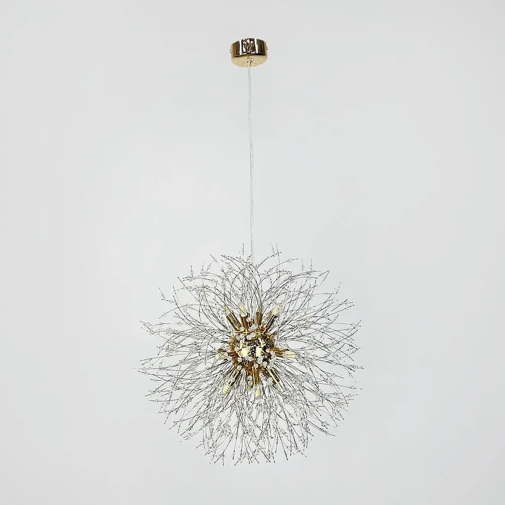 Пухнастий підвісний світильник-кулька у вигляді кульбаби в золотому корпусі Ø 55 см | Арт. AS 155/550 P GD | Line F - фото 7