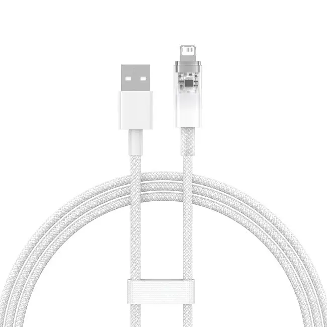 Кабель Baseus Explorer Series Fast Charging Cable with Smart Temperature Control Cable USB to Lightning 2.4A 1m CATS010002 White - фото 2