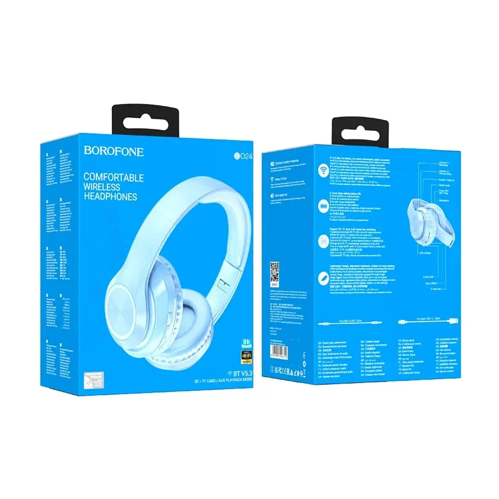 Bluetooth Стерео Гарнитура Borofone BO24, BT5.3, 200mAh, 6h, Голубой - фото 3