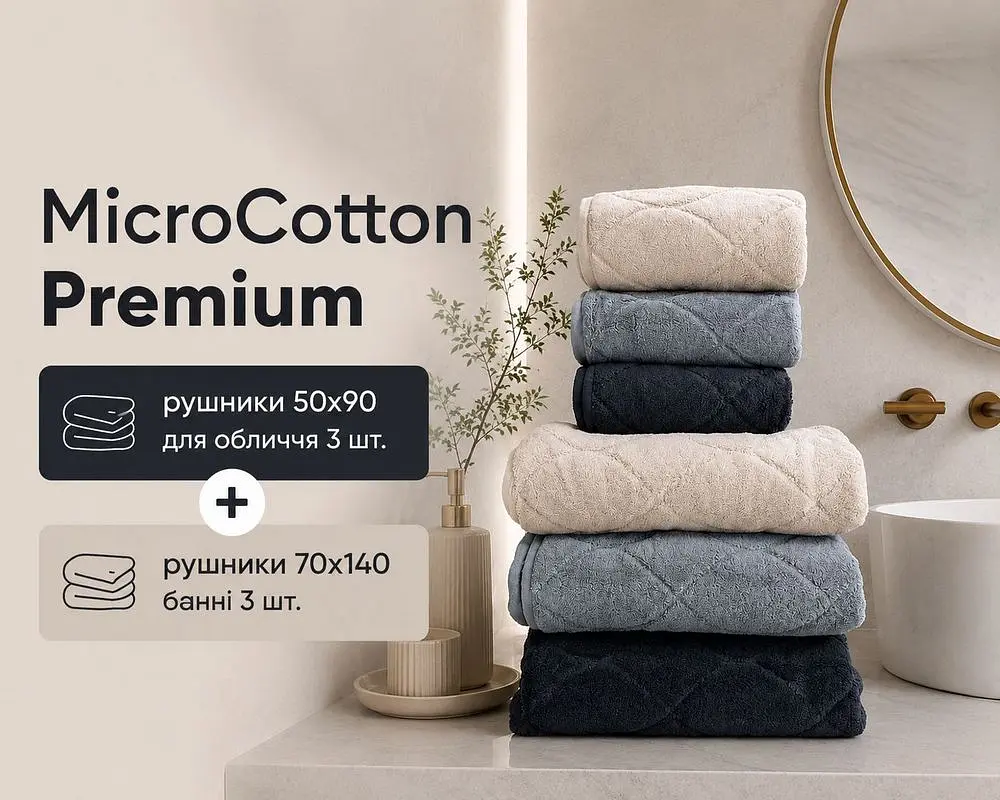 Набір турецьких махрових рушників Cestepe MicroCotton Premium 3 штуки 50x90 + 3 штуки 70х140 Voli 2 щільність 600 г/м2 - фото 2