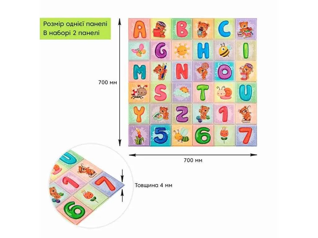 Панель стінова 3D STICKER WALL 700 * 1400 * 4мм Абетка (2шт) SW-00002352 - фото 6