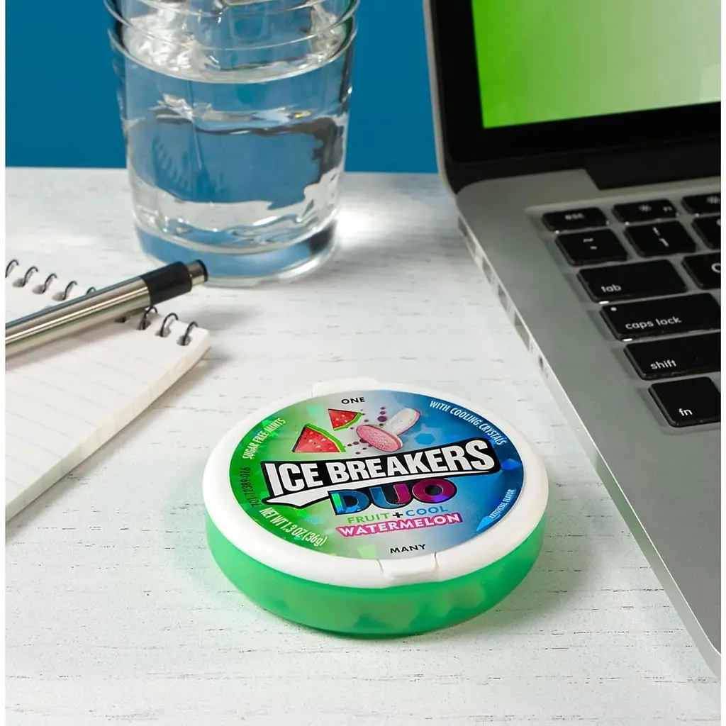 Льодяники Ice Breakers Duo Fruit Plus Cool Watermelon Sugar Free Mints 36г - фото 4