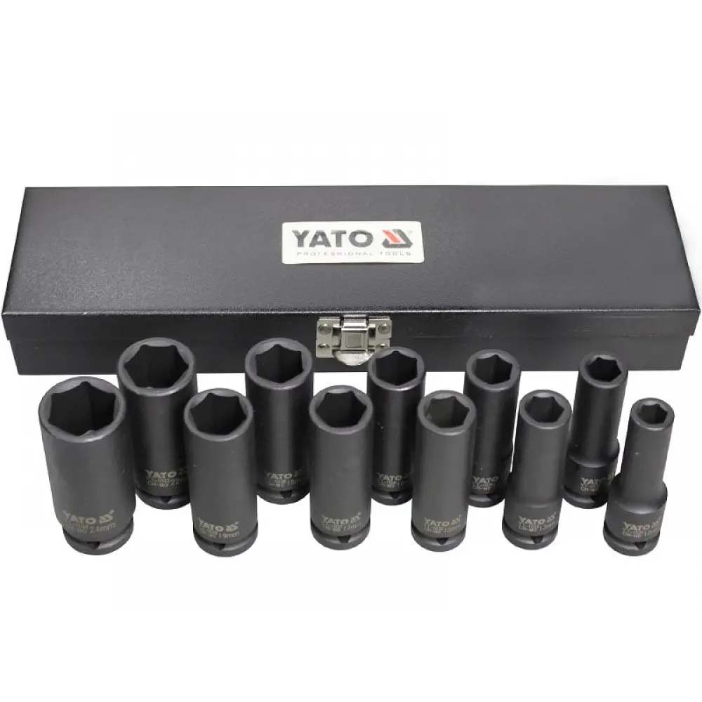 Набір 6-гранних ударних торцевих головок 1/2" Yato, 11 шт