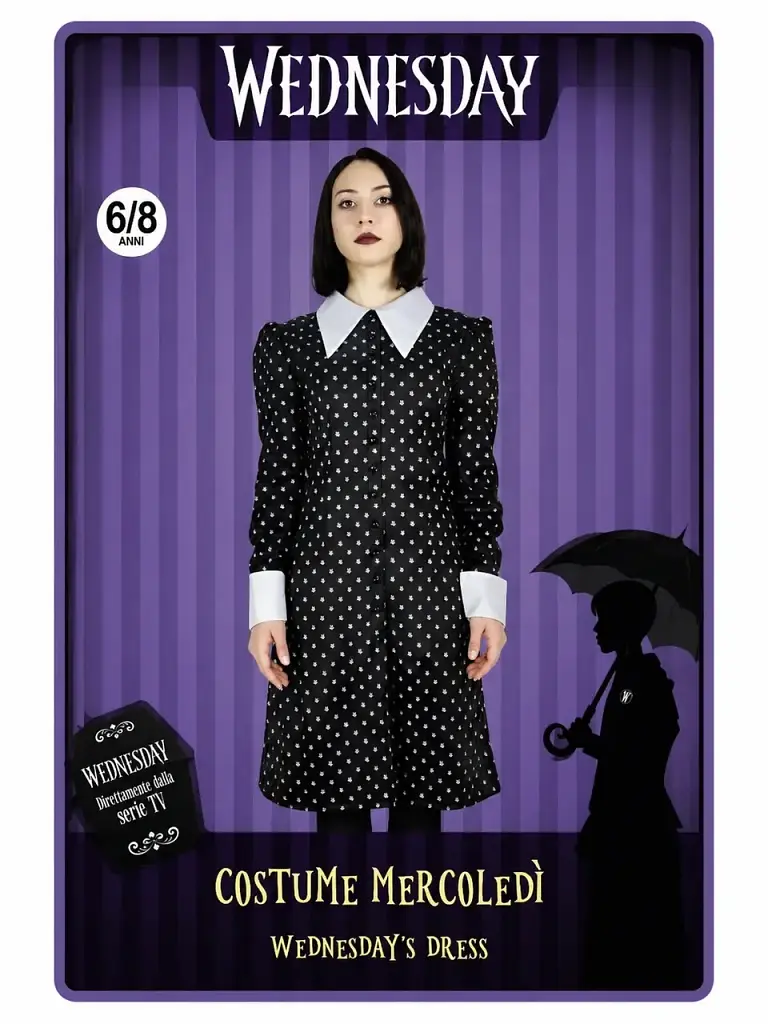 Карнавальний дитячий костюм Ciao MGM Wednesday Addams плаття Венсдей Адамс для дівчинки 140 см 6–8 років чорний (SKU-387) - фото 7