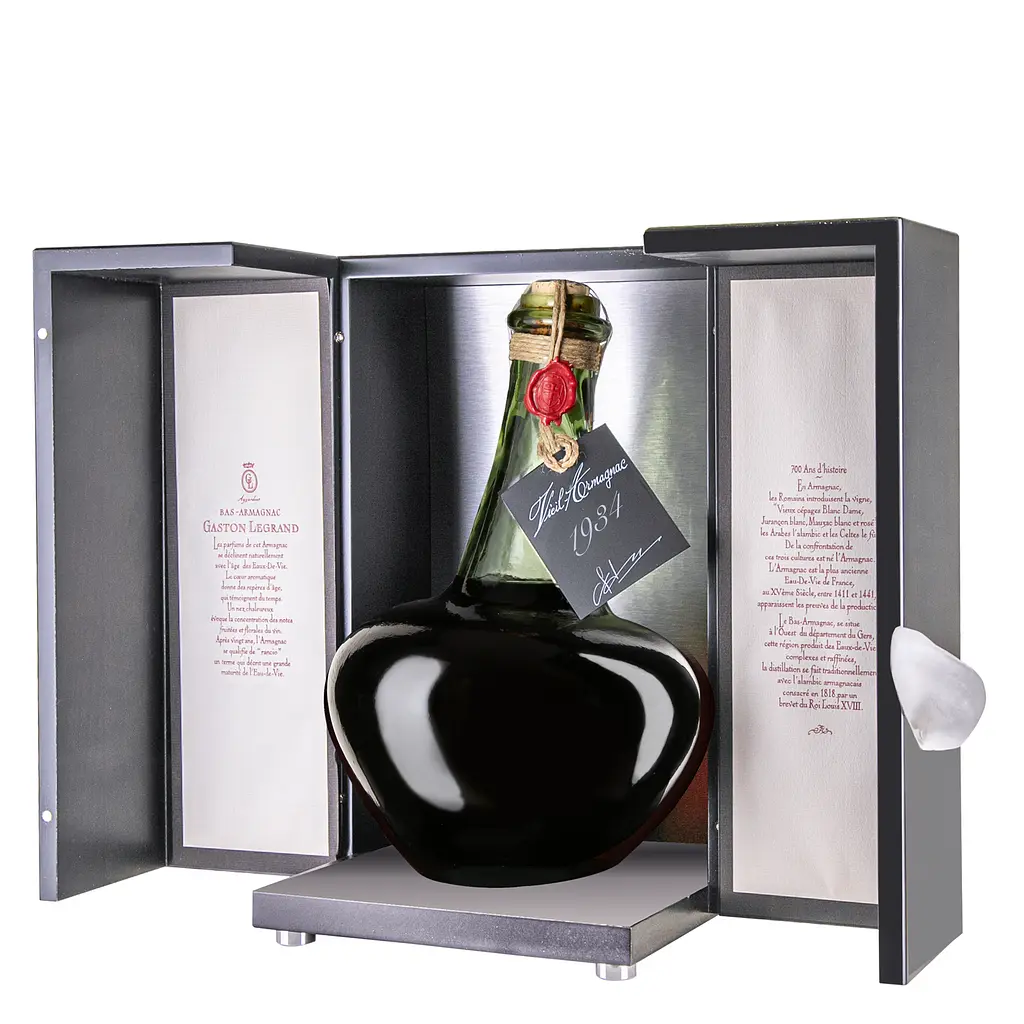 Арманьяк Baron Gaston Legrand Bas Armagnac 1934 Carafe Pansue, в деревянной коробке, 40%, 2 л - фото 3