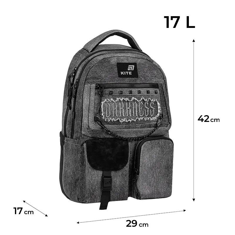 Рюкзак для старшої школи Kite Education teens 2587M Darkness Чорний (K26-2587M-5) - фото 3