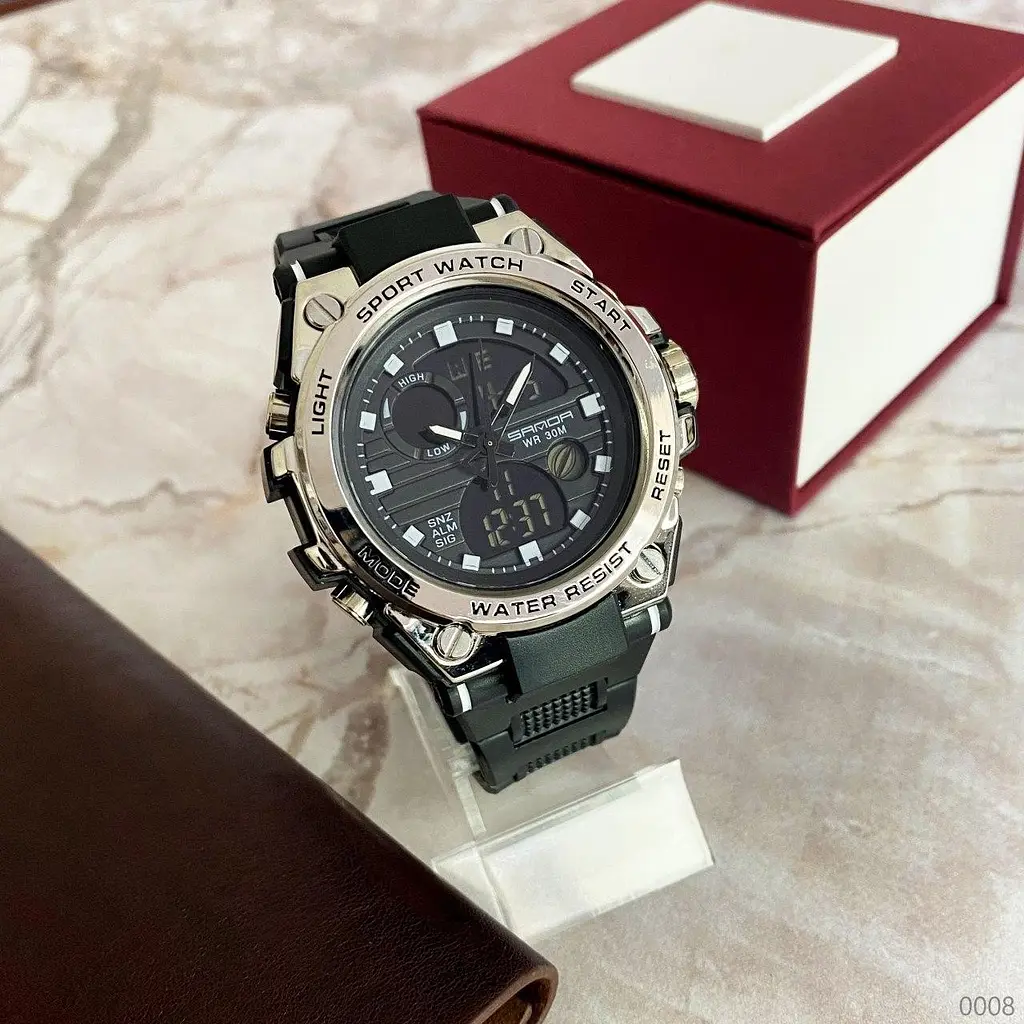 Наручний годинник чоловічий 739 Black-Silver Sanda acs0030962 - фото 2