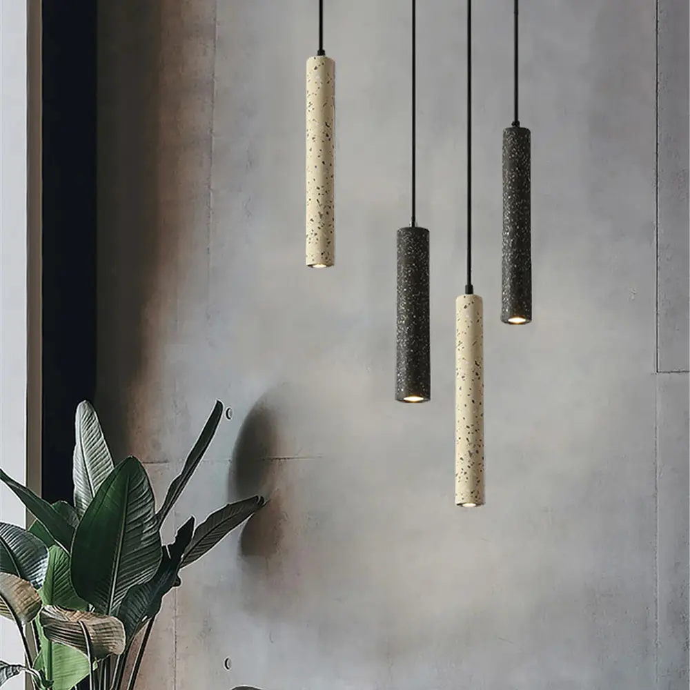Підвіс Terrazzo Cylinder Long із сірим бетонним плафоном 30х6 см Line.F MJ 163-60*300 BK - фото 7