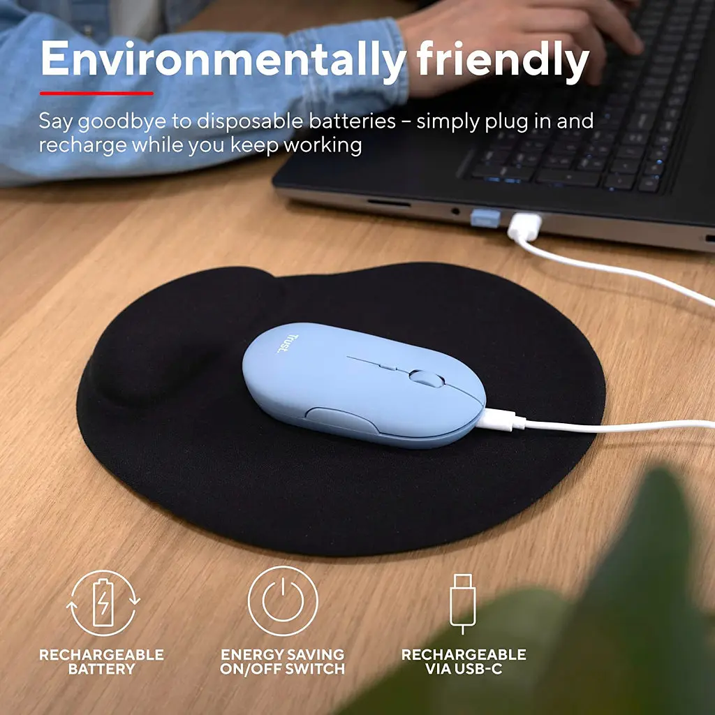 Мышка Trust Puck Wireless/Bluetooth Silent Blue (24126) - фото 11