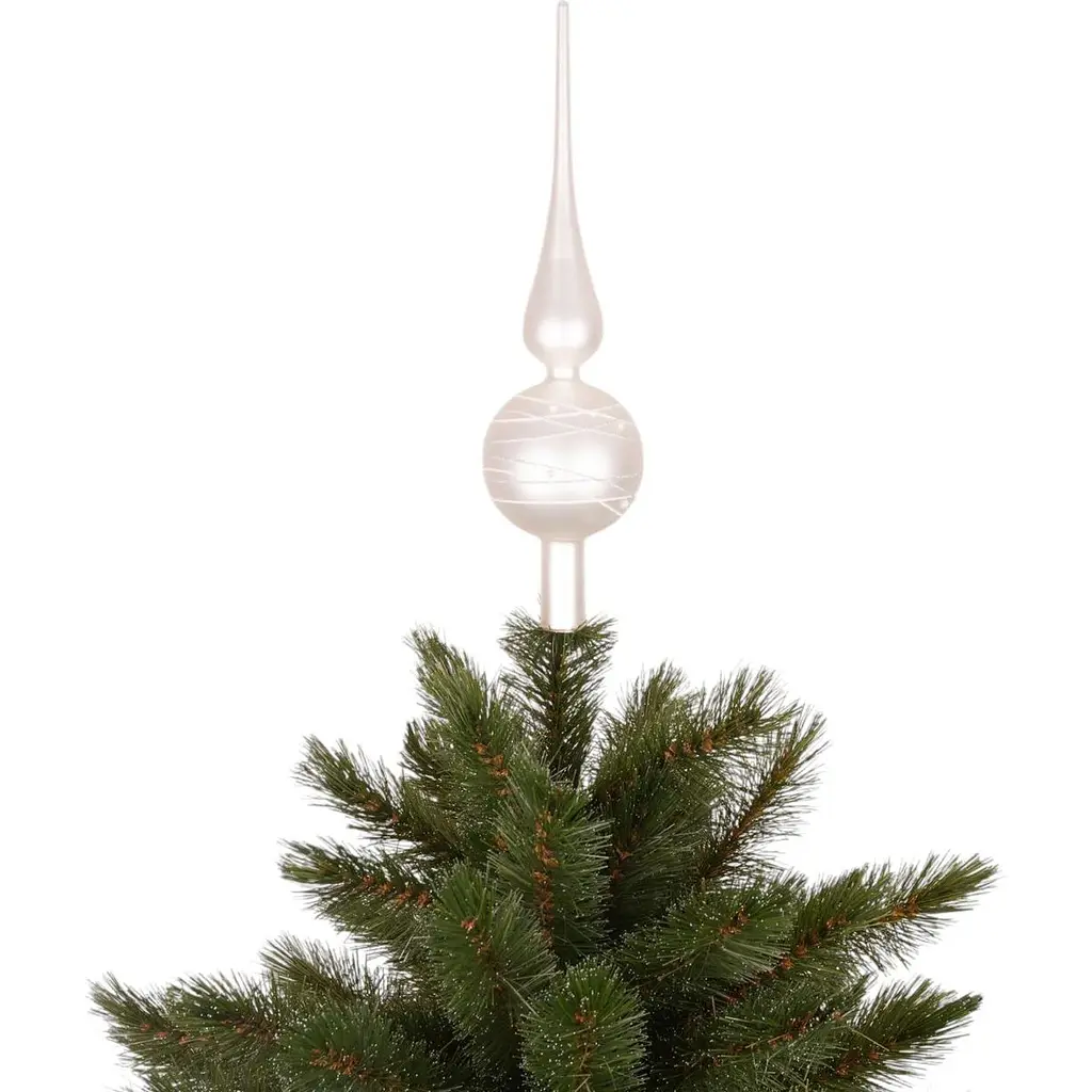 Елочная верхушка Mica Decorations стеклянная матовая серебряно-белая 31 см (1180839) - фото 2