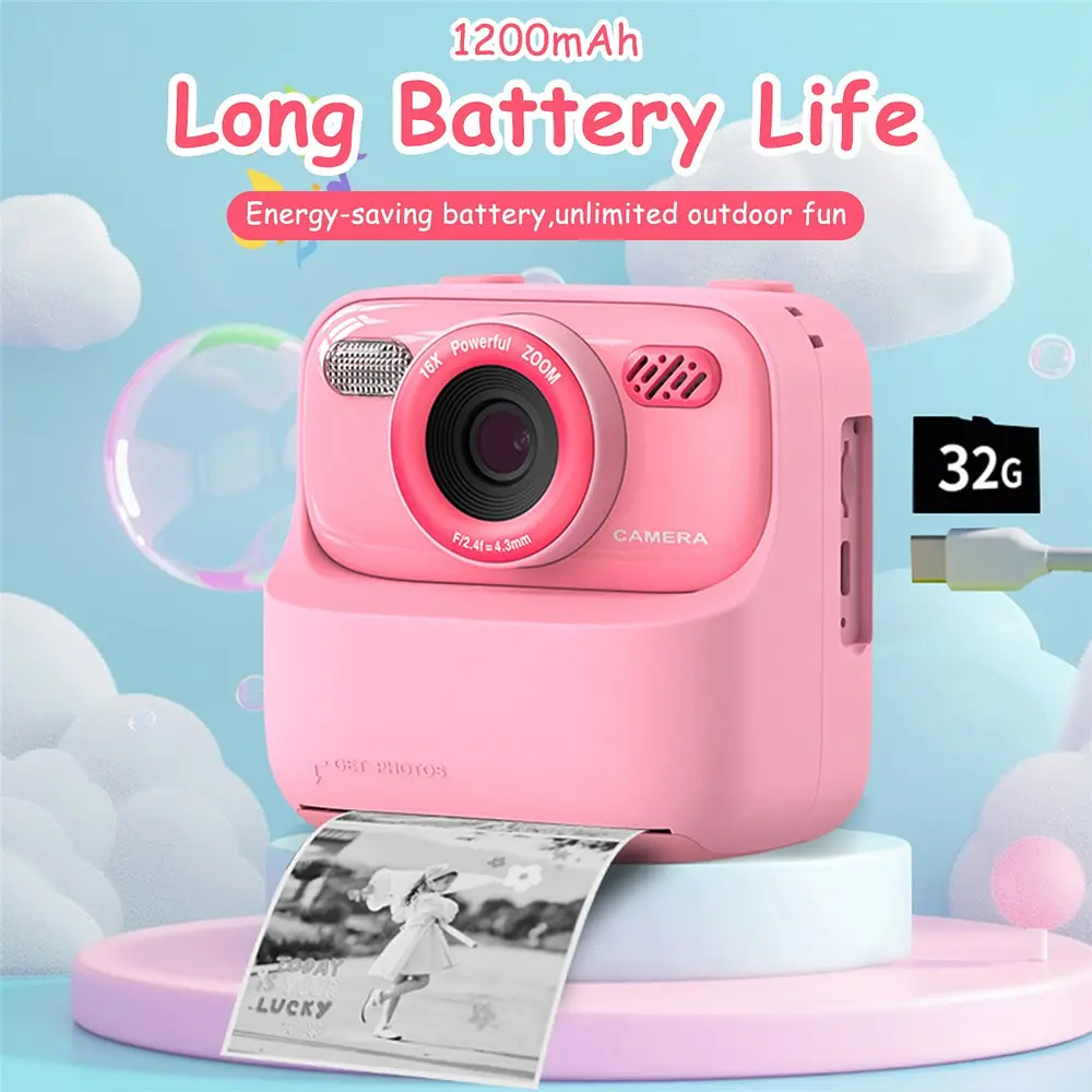 Дитяча камера миттєвого друку Instant Print Camera P79 (Рожевий) - фото 7
