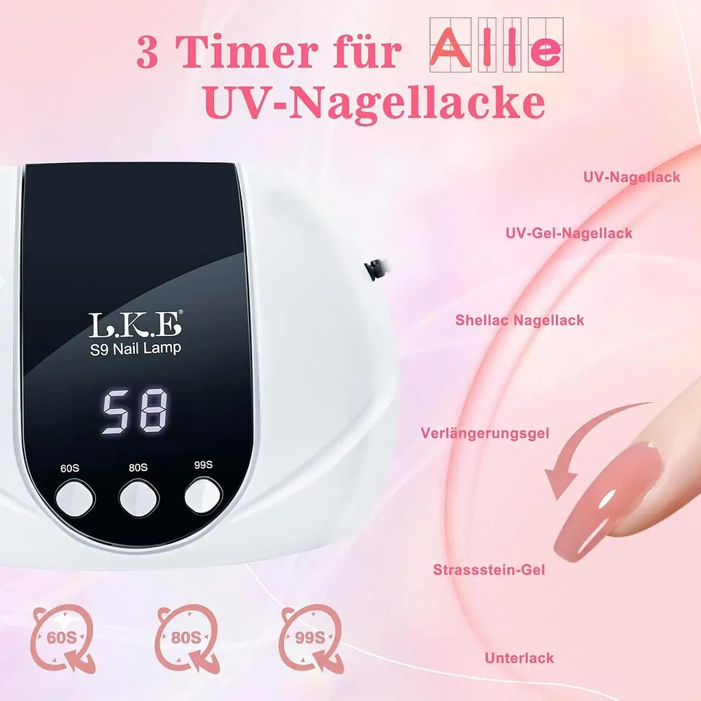 UV/LED лампа LKE 54 Вт для манікюру з дисплеєм, таймером і сенсором - фото 2