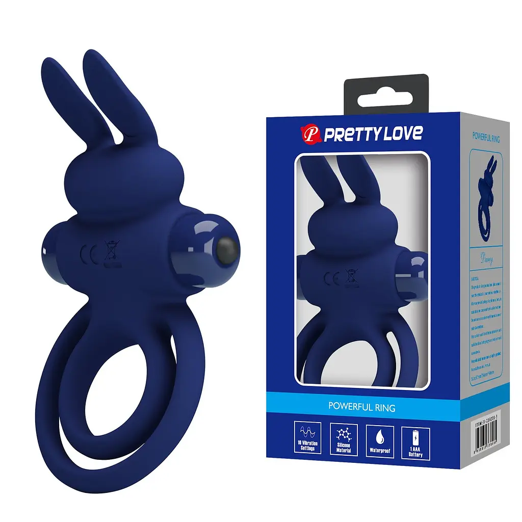 Виброкольцо Pretty Love Powerful Ring 9.7 см синий - фото 5