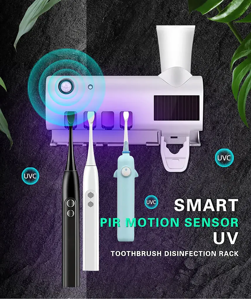 Стерилізатор тримач для зубних щіток на 4 секції з дозатором Multi-function Toothbrush Sterilizer UV, Yu Xin Білий 85810 - фото 5