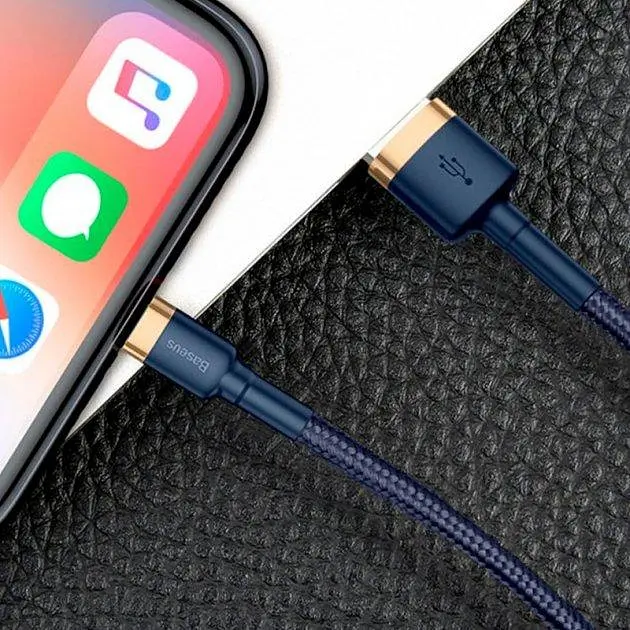 Кабель Baseus Cafule Cable USB to lightning 2.4A 1m CALKLF-BV3 Blue-Gold - фото 3